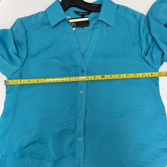 NWT Renuar Button Down Convertible Sleeve Collared Blouse - Picture 8 of 8